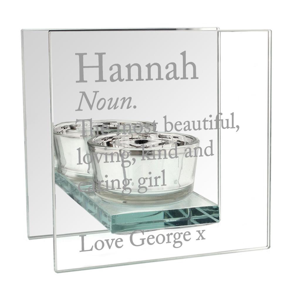 Personalised Definition Mirrored Glass Tea Light Candle Holder £13.49